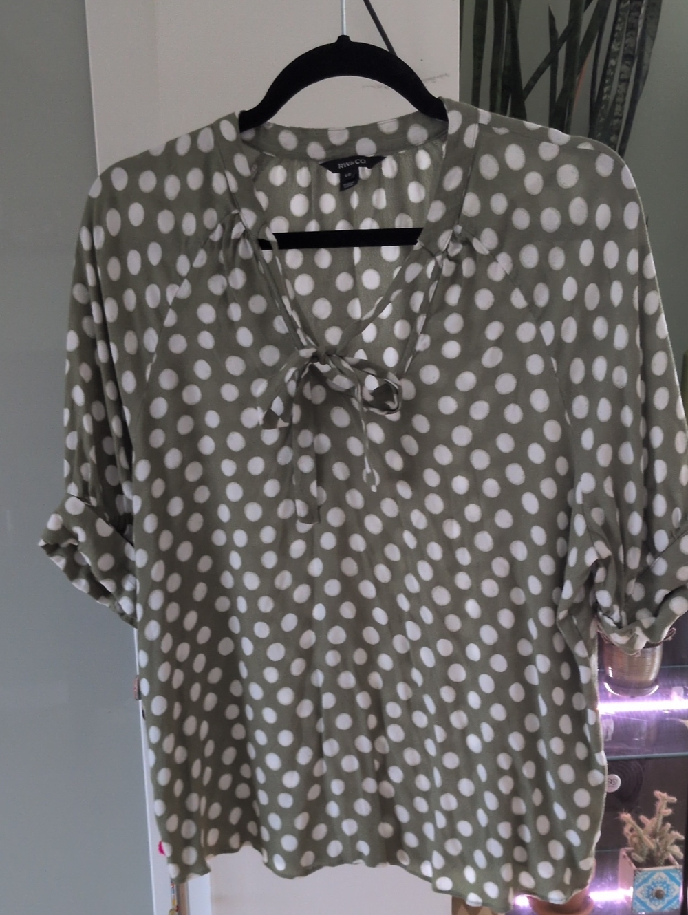 RW&CO Green and White Polka Dot  Blouse